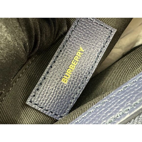 Burberry Medium Banner House Check Derby Leather Tote Shoulder Bag Regency Blue - Picture 11 of 16